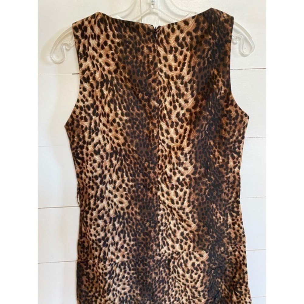ZARA WOMAN Leopard Print Sleeveless Ruched Mini Dress w/Zipper Back - M EUC - Picture 9 of 14